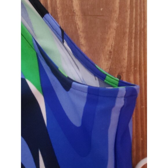 Jude Connally Blue & Green Swirl Print Sleeveless Keyhole Neckline Dress Small - Picture 9 of 10